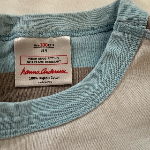 Hanna Andersson snowman pjs toddler kid 4 light blue stripe pajamas - Picture 5 of 6